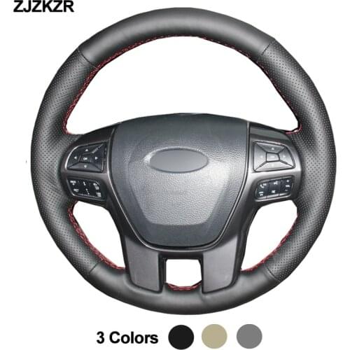 Car Auto Steering-Wheel Cover For Ford Ranger 2016 2017 2018 2019 Everest 2016 - 2018 2019 Stuurhoes Braid on the Steering wheel