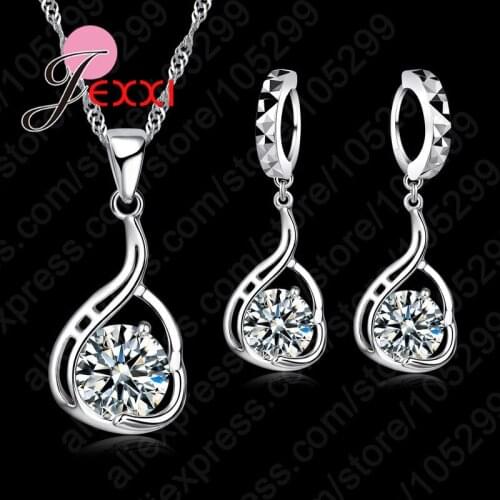 Free Shipping New Arrival Valentines Day Gift 925 Sterling Silver Jewelry Sets For Women With Cubic Zirconia