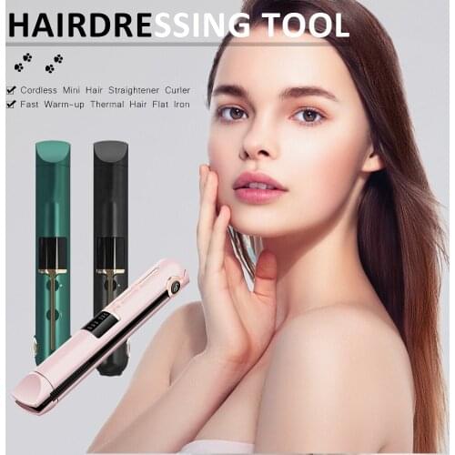 Cordless Mini Hair Straightener Curler Portable Fast Warm-up Thermal Hair Flat Iron Home Professional Hairdressing Salon Tool US