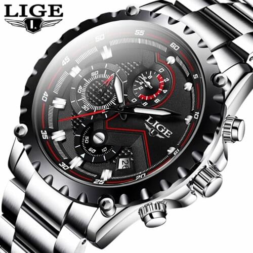 2020 LIGE Men Watch Fashion Quartz Watch Mens Top Brand Luxury All Steel Business Waterproof Sport Watch Relogio Masculino+BOX