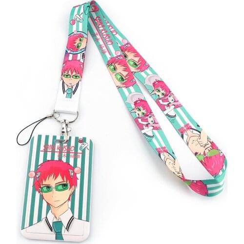 PF114 Dongmanli New Cute Anime Lanyard Credit Card ID Holder Bag Student Women Travel Card Cover Badge Keychain Key Ring Holder
