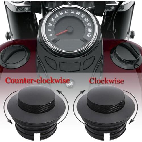 Black Motorcycle Knurled Thread Reservoir Flush Pop-Up Fuel Gas Tank Cover Cap For Harley Dyna Fat Bob Softail FLS Fat Boy