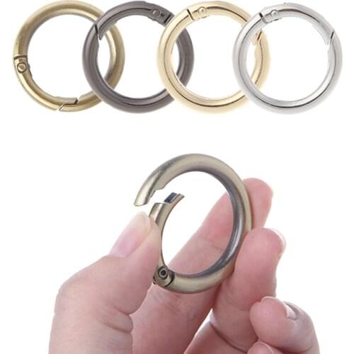 D0LF Round Ring Circle Spring Snap For DIY Keyring Hook Bag Buckle Handbag Purse