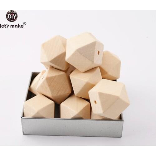 Lets Make 10PCS Wooden Hexagon Beads 16MM Food Grade Wood DIY Jewelry Baby Products Nurse Gifts Chew Teether Toys Baby Teething