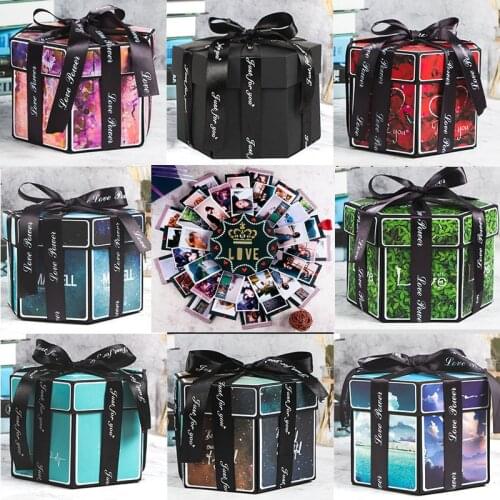 Explosion Box Scrapbooking DIY Photo Album for Valentines Day Wedding Box Birthday Party Suprise Gift Boyfriend Photo Album