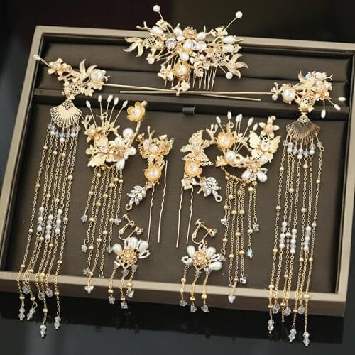 The bride headdress Chinese wedding clip to suit aureate deserve to act The role of female hanfu ancient costume hair hairpin