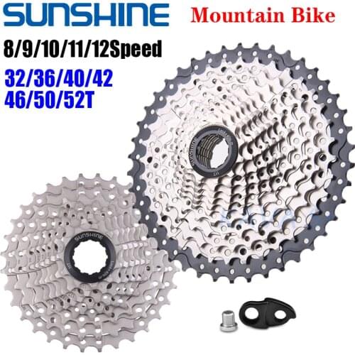 SUNSHINE MTB Mountain Bike Bicycle Freewheel 8/9/10/11/12Speed Cassette Sprocket Flywheel 32/36/40/42/46/50/52T for Shiman SRAM