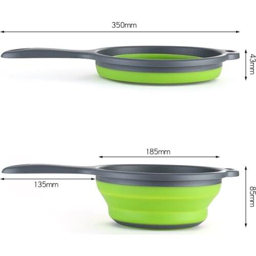 Hot Sale Foldable Silicone Colander Fruit Vegetable Washing Basket Strainer Collapsible Drainer With Handle Kitchen Tool