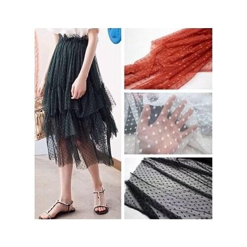 3 color exquisite mesh polka dot stretch lace fabric DIY skirt dress stitching wedding dress home accessories 2M/pack