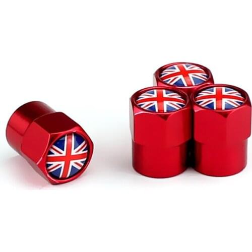 4pcs Car Anti Theft Tire Valve Caps England Flag Alloy Wheel Tyre Stem Valve Air Caps Short For VW Toyota Dodge Bmw Ford Moto
