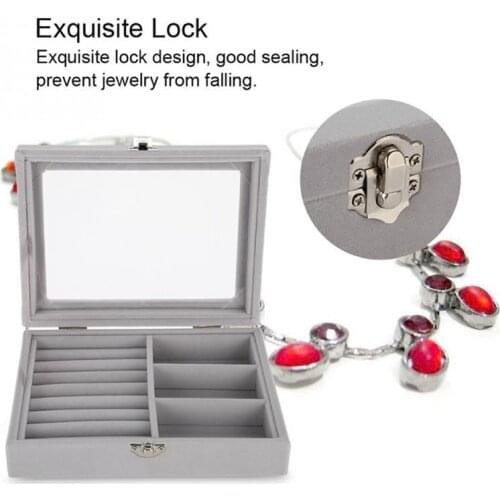 Jewelry Storage Box Exquisite Travel Jewelry Box Rectangle Packaging Necklace Rings Earrings Storage Organizer Windows Display