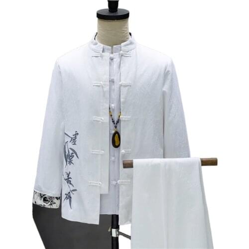 Chinese Vintage Style Mens Suit 2 Piece Mens Casual and Asian Size Mens Pants M L XL XXL XXXL 4XL5XL/ men suit