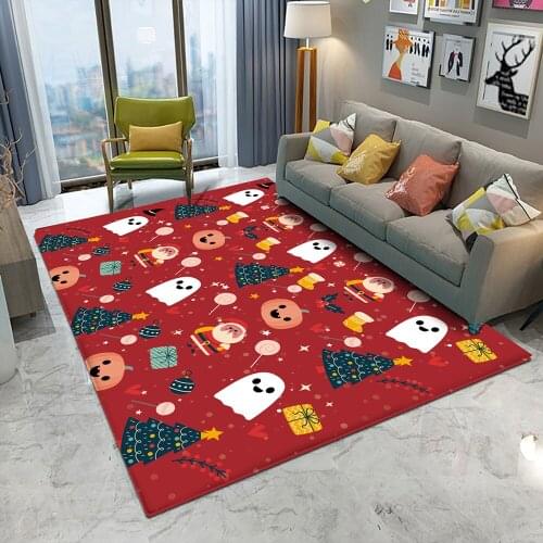 Happy Halloween Pumpkin Pattern Carpet Christmas Tree Santa Carpet Decoration Halloween Christmas Decoration Carpet For Bedroom