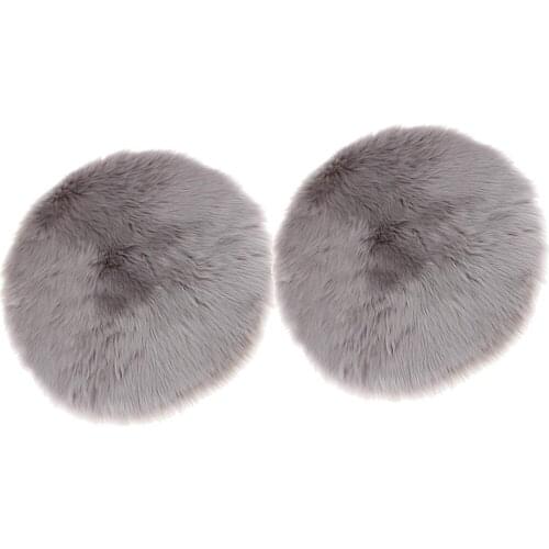 2 Pcs Round Shaggy Rugs Soft Living Room Bedroom Rug Mat Gray