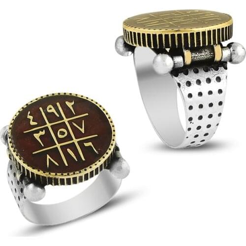 925 Silver Handcraft Arabic Number Printed Men Rings