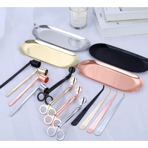 4pcs/set Candle Care Accessory Candle Wick Trimmer Candle Wick Dipper Candle Snuffer Storage Tray Candle Care Repair Tool Set