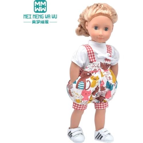 Clothes for doll fits 18inch American doll Toys new born doll Fashion Cartoon overalls, skirts, shoes jacket