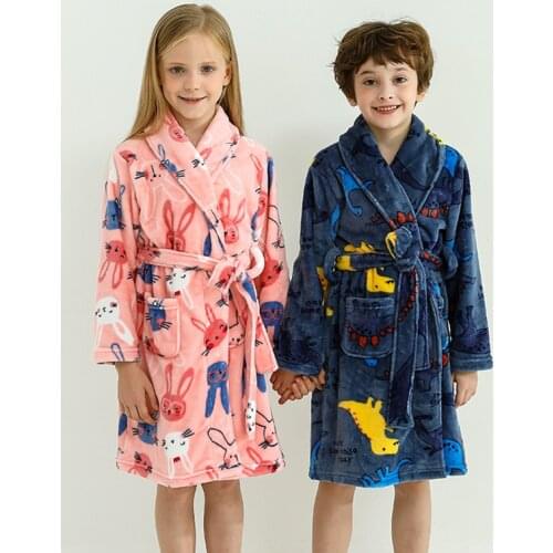 4-16 Year Children Flannel Bathrobe 2021 New Autumn Winter Kids Sleepwear Robe 2021 Warm Soft Girl Homewear Teenage Boys Pajamas