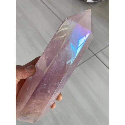 Natural Rose crystal Pink aura crystal point natural crystal wand 1000-1100g