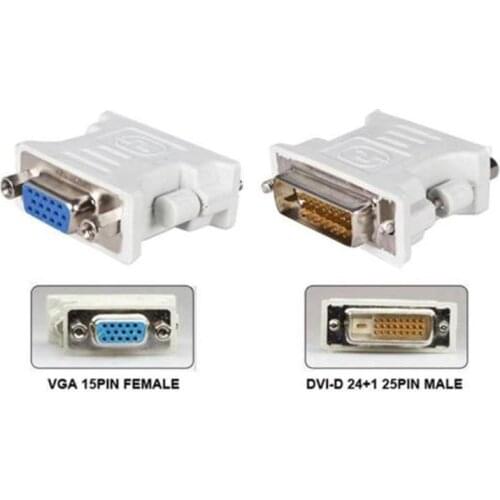 DVI D Male To VGA Female Socket Adapter Converter VGA To DVI White Durable Practical Socket Adapter Converter
