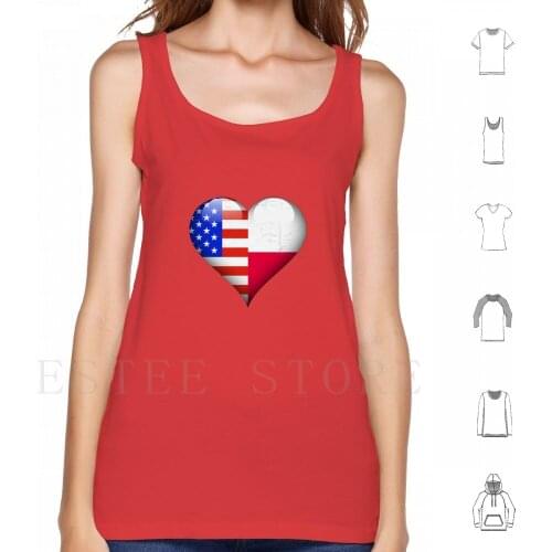 Polish Flag Heart-American And Poland Heart Flag For Polish Tank Tops Vest Sleeveless Born In Poland For Polish Polish