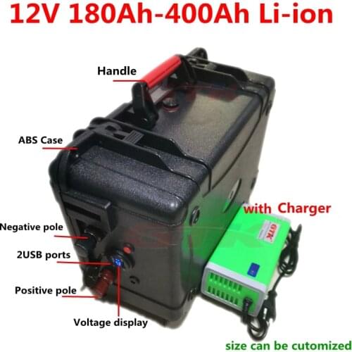 Portable 12V 180Ah 200Ah 250Ah 300Ah 380Ah 400Ah Lithium li ion battery for trolling motor solar system RV+20A Charger