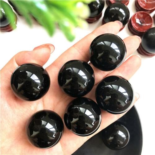 Dropshipping Natural Black Obsidian Crystal Sphere Ball Orb Gem Stone Healing Home Decoration