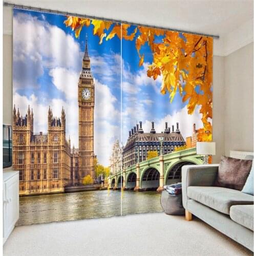 London architecture Luxury Blackout 3D Curtains For Living Room office Bedroom Drapes Cortinas Decor Customized size pillowcase