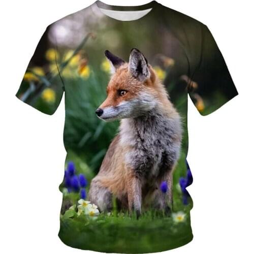 2021 summer new style 3DT shirt animal wolf print pattern casual wear 3DT shirt male large size street style short sleeve