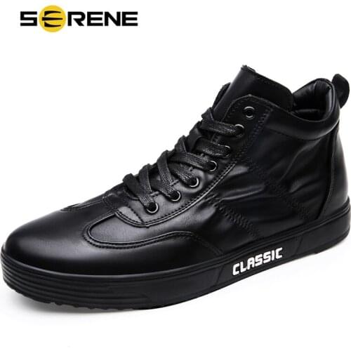 SERENE Brand Mens Winter Shoes Male Boot Warm Fur Classic Casual Snow Bot Man Waterproof Sneakers Mens Ankle Leather Boots Men