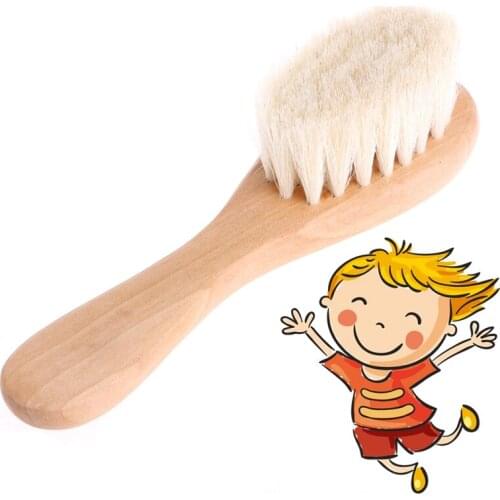 A0ND Wooden Handle Brush Baby Hairbrush Newborn Hair Brush Infant Comb Head Massager