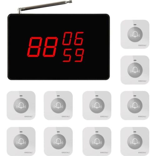SINGCALL Wireless Kitchen Restaurant Cafe Service Calling System, 1 Small Screen Receiver with 10 Small Touchable Buttons APE590