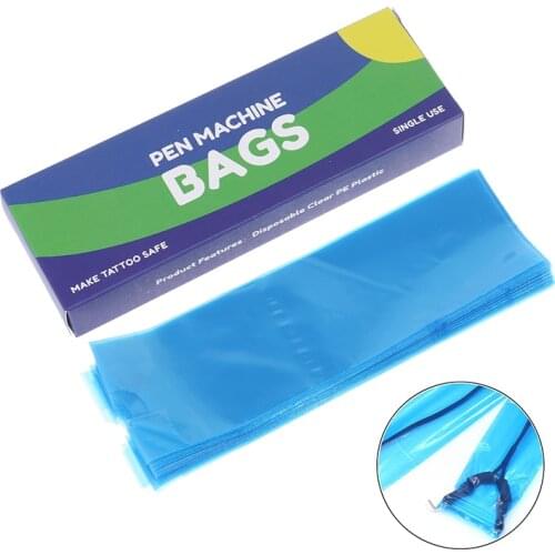 100 Pcs/Box Blue Disposable Tattoo Bag Cover Sleeves For Tattoo Machine Pen