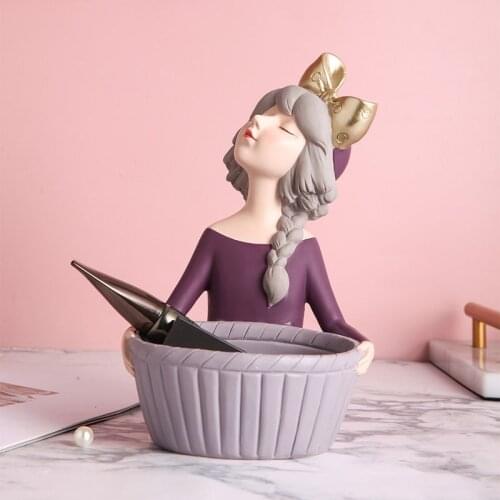 Nordic Decoration Home Resin Bow Girl Sculpture Ornament Living Room Office Tabletop Figurines Craft Home Decoration Accessories