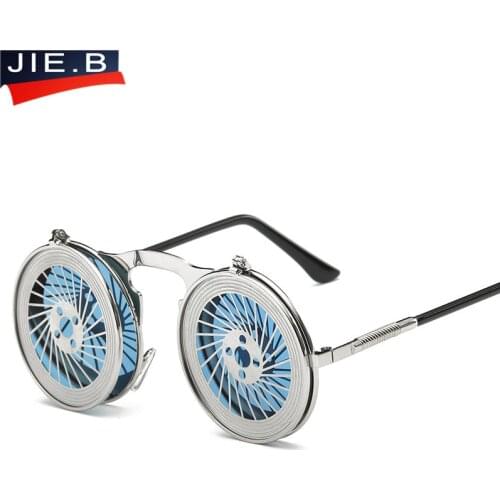 JIE.B Metal Sunglasses Steampunk Men Women Fashion Glasses Brand Designer Retro Vintage Personality Clamshell Sunglasses UV400