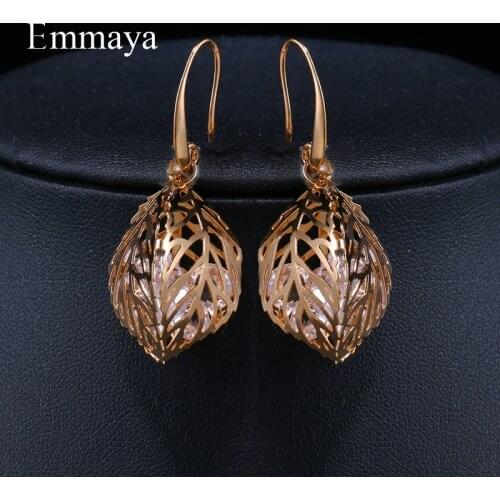 Emmaya Dazzling Yellow Gold Cage Hollowing out Attractive Pendant For Women And Girls Gorgeous Earrings In New Trendy Party
