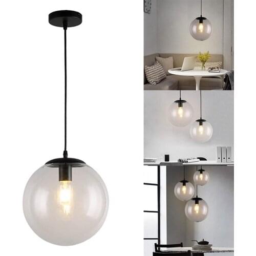 LED Ball Chandelier Vintage Glass Pendant Lamp Clear Hanging Light Glass Ceiling Lamp for Cafe Hot Pot