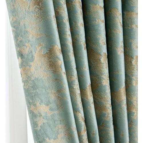 Custom high quality Nordic Simplicity Retro flannel green Bronzing Texture blackout curtain livingroom thick bedroom M1140
