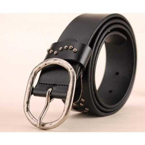 2021 Summer Beach Vintage color line genuine leather belt Women Rivet ancient Gift For dress BL338