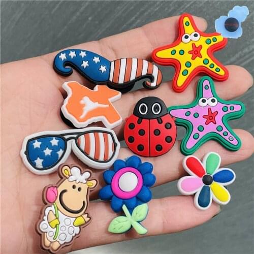 1Pcs Flowers Animals Starfish PVC Shoe Buckle Accessories Funny Shoes Decoration Jibz for Croc Charms Bracelets Kids Gifts