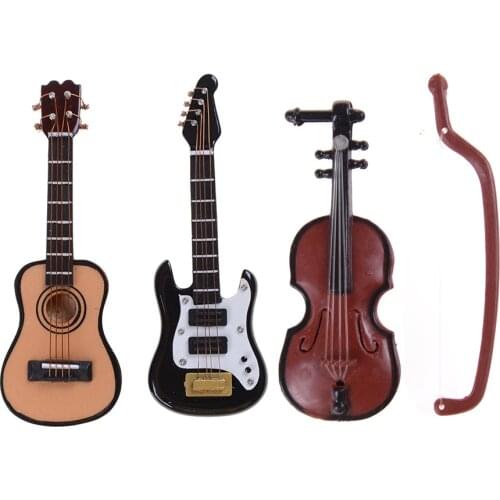 1PCS Figurines 1/12 Scale Dollhouse Miniature Guitar Violin Instrument DIY Part for Home Decor Kids Gift