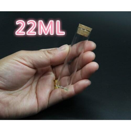 10PCS 22*90mm 22ml Tube Containers Decoration Popular Mason Jar Message Vials Bottle Glass Jars DIY Small Cork Stopper Ornaments