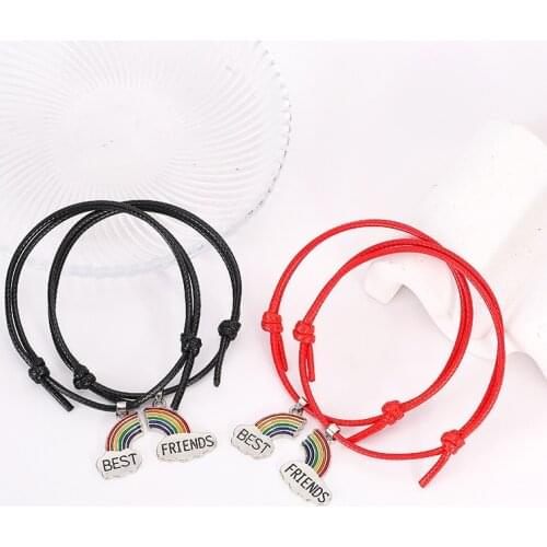 2 Pcs/pair Best Friend Rainbow Bracelet Adjustable Friendship Couple Bracelet Gift Hand Bracelet Wholesale Dropshipping