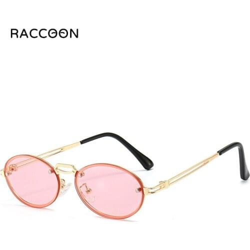 2021 Gold Metal Oval Sunglasses Women Retro Purple Pink Round Sun Glasses Men Gradient Lens Uv400 Outdoor Accessories Eyewear