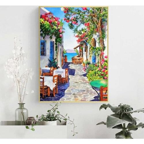 Diamond Painting European Street Cross Stitch Kits Full Square Drill Needlework Diamond Embroidery Landscape Mosaic Handmade Gif