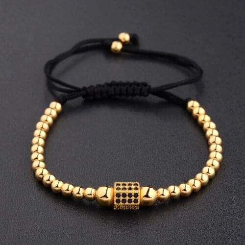 Amader Punk Style Copper Made Beetle Beads Zircon Top Quality Adjustable Rope Bracelet High Grade Mens Or Women Jewelry AB1022