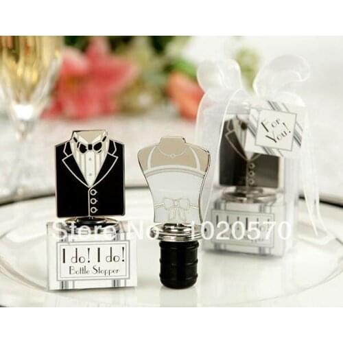 Free shipping 100pcs/lot I Do! I Do! Bride and Groom Bottle Stoppers Wine stoppers Wholesale For wedding favors party favors