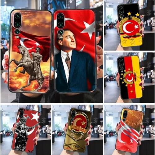 Turkey Mustafa Kemal Ataturk Flag Phone case For Huawei Honor 6 7 8 9 10 10i 20 A C X Lite Pro Play Frosted black tpu shell