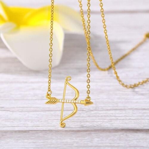 CZ Zircon Bow and arrow Necklace Women Crystal Charm Bow Arrow Party Pendant Necklace Best Friends Gifts