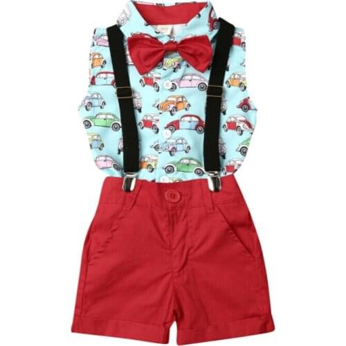 Kids Baby Boy Summer Suit Wedding Bowtie Gentleman Shirt Bib Pants Formal Children Boy Clothes Outfit Set